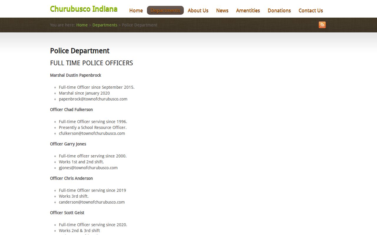 Official Churubusco Police Department webpage