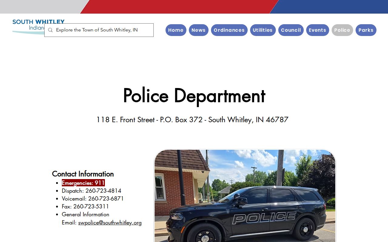 Official South Whitley Police Department webpage